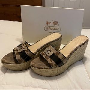 Coach Christie khaki platform open toe sandals